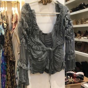 Donna Karan  sheer ruched top